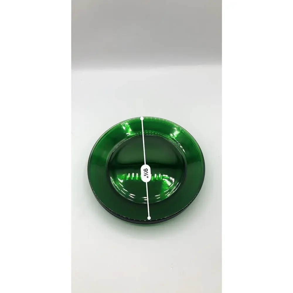 Vtg Anchor Hocking Forest Green Burple / Bubble Glass Bowls And Plate Set